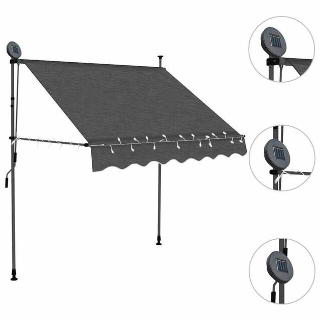 Berkfield Home Manual Retractable Awning with LED 100 cm Anthracite in Charcoal - image 1