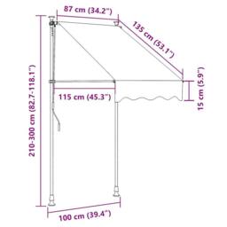 Berkfield Home Manual Retractable Awning with LED 100 cm Anthracite in Charcoal - thumbnail 8