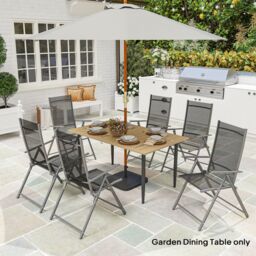 OUTSUNNY 150 x 90cm Garden Dining Table with Parasol Hole, Table Only, Brown - Size: 150 x 90 cm - thumbnail 1