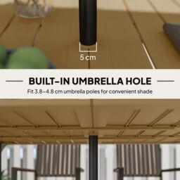 OUTSUNNY 150 x 90cm Garden Dining Table with Parasol Hole, Table Only, Brown - Size: 150 x 90 cm - thumbnail 5