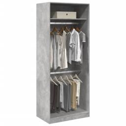 Berkfield Home Wardrobe Concrete Grey 80x50x200 cm Engineered Wood - Size: 80 x 50 x 200 cm - thumbnail 2