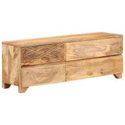 Berkfield Home TV Cabinet Solid Mango Wood 110x30x40 cm in Brown - Size: 110 x 30 x 40 cm - thumbnail 2