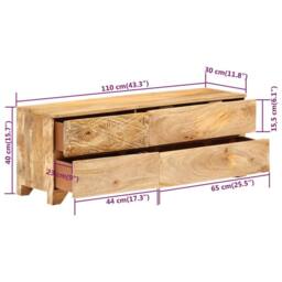 Berkfield Home TV Cabinet Solid Mango Wood 110x30x40 cm in Brown - Size: 110 x 30 x 40 cm - thumbnail 8