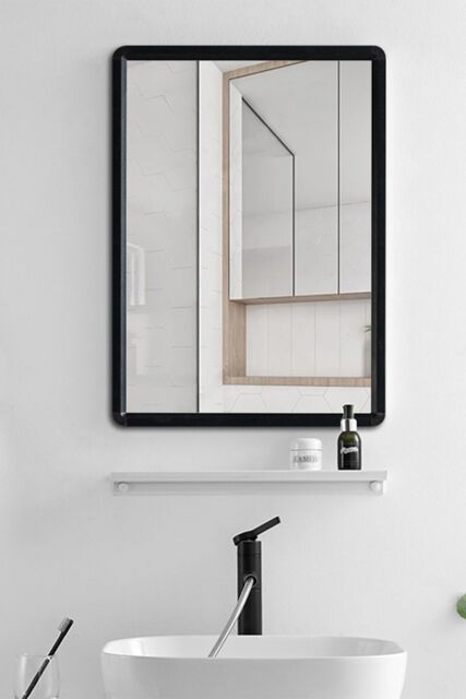 Living and Home 50 x 70CM Modern Rectangle Wall Mirror in Black - Size: 50 x 70 cm - image 1