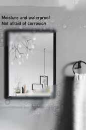 Living and Home 50 x 70CM Modern Rectangle Wall Mirror in Black - Size: 50 x 70 cm - thumbnail 3
