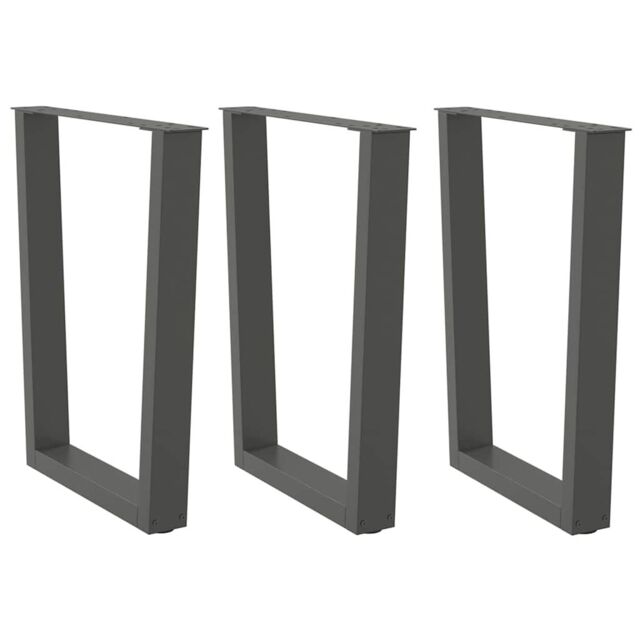Berkfield Home Dining Table Legs V-Shape 3 pcs Anthracite 70x(72-73.3) cm Steel - image 1