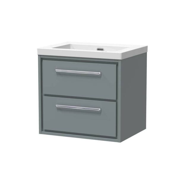 Balterley Bathroom 2 Soft-Close Drawer Wall Hung Fireclay Basin, Grey, 600mm in Grey - image 1