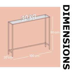 Pirlo Plush Tempered Glass Console Table for Hallway Living Gold - thumbnail 7