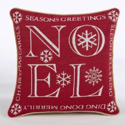 Luxury Living Christmas Noel Tapestry Decorative Cushion Cover Only 45cm x 45cm in Red - Size: 45 cm x 45 cm - thumbnail 1