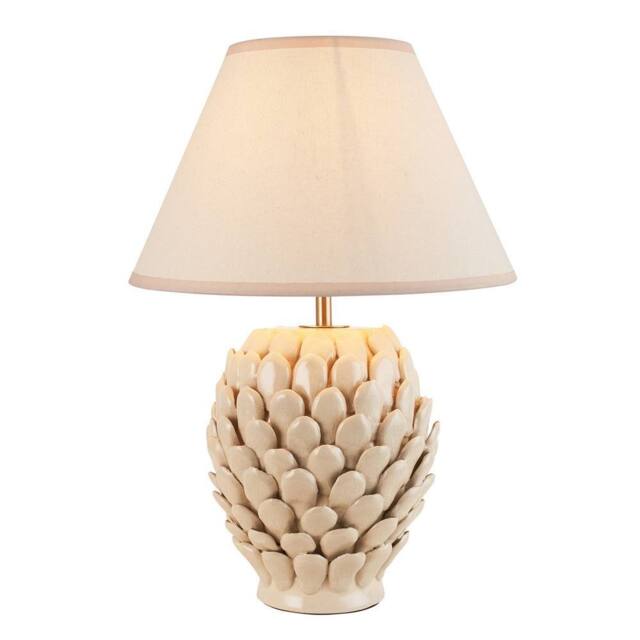 Netlighting Layered Leaf Ivory Table Lamp Fabric Ivy Shade 30cm B22 in White - image 1