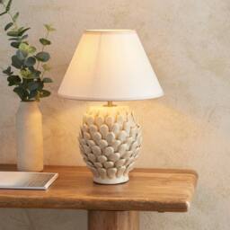 Netlighting Layered Leaf Ivory Table Lamp Fabric Ivy Shade 30cm B22 in White - thumbnail 2