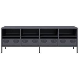 Berkfield Home TV Cabinet Anthracite 135x39x43.5 cm Cold-rolled Steel in Dark Grey - thumbnail 4