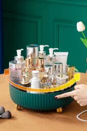 28CM Spinning Skincare Cosmetic Organizer in Green - thumbnail 4