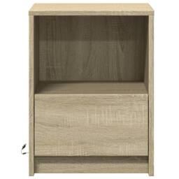 Berkfield Home Stylish Bedside Cabinets with LED Lights 2 pcs Sonoma Oak Enginee in Light Oak - thumbnail 6