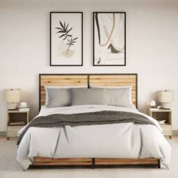 Berkfield Home Stylish Bedside Cabinets with LED Lights 2 pcs Sonoma Oak Enginee in Light Oak - thumbnail 4