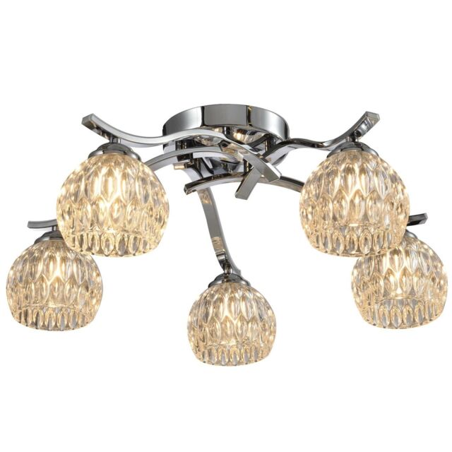 Harper Living Modern 5 Light Semi-Flush Ceiling Light with Polished Chrome Finish in Silver - image 1