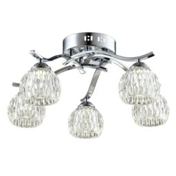 Harper Living Modern 5 Light Semi-Flush Ceiling Light with Polished Chrome Finish in Silver - thumbnail 2