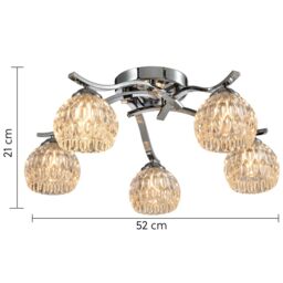 Harper Living Modern 5 Light Semi-Flush Ceiling Light with Polished Chrome Finish in Silver - thumbnail 3