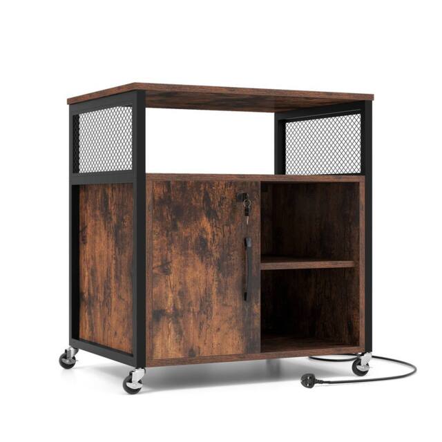 Gymax File Cabinet on Wheels in Brown - image 1