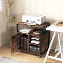 Gymax File Cabinet on Wheels in Brown - thumbnail 4