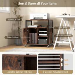 Gymax File Cabinet on Wheels in Brown - thumbnail 8