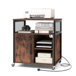 Gymax File Cabinet on Wheels in Brown - thumbnail 6
