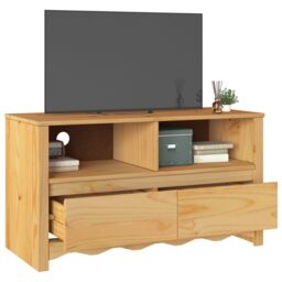 "Berkfield Home TV Cabinet ""DRAMMEN"" 99x43x55 cm Solid Wood Pine in Brown - Size: 99 x 43 x 55 cm" - thumbnail 3