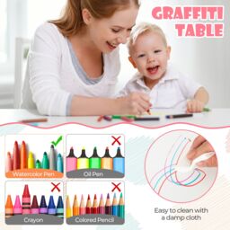 Costway Kids Table & 4 Chairs Set Children Art Study Multi-Activity Table with 4 Seats in Pink - thumbnail 6