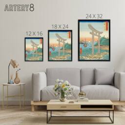 "Artery8 Bizen Province Hiroshige Framed Canvas Japanese Wall Art Print in Blue - Size: W12"" x H16""" - thumbnail 4