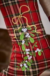 Dibor Set of 2 Mistletoe Highland Tartan Xmas Decor Christmas Stockings in Red - Size: 2 Pack - thumbnail 4