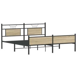 Berkfield Home Metal Bed Frame without Mattress Sonoma Oak 180x200 cm Super King in Brown - thumbnail 5