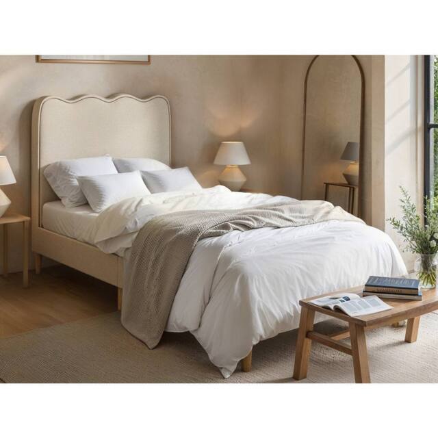 Flair Ellis Single Bed with Cloud Headboard in Beige - image 1