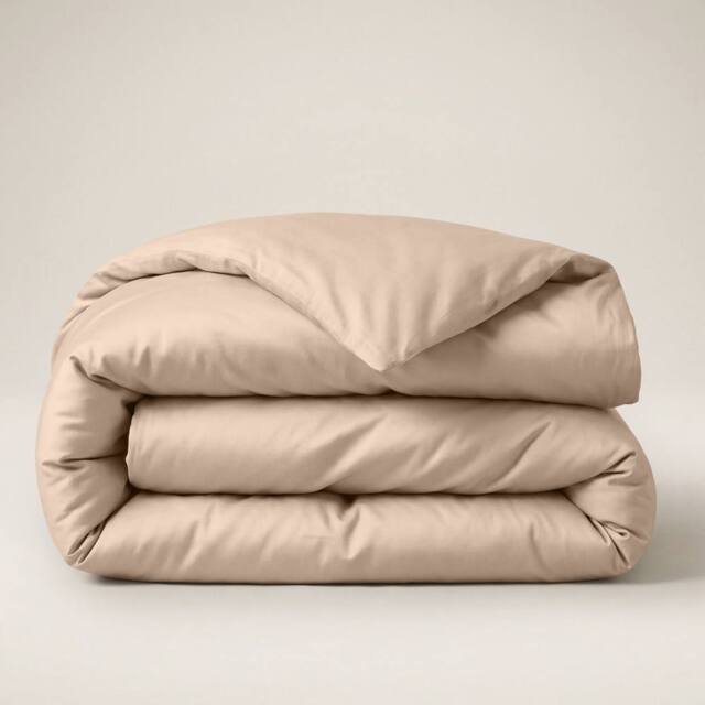 Bedable Sateen Cotton Duvet Cover 480 Thread Count in Beige - Size: Single - image 1