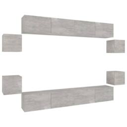 Berkfield Home 8 Piece TV Cabinet Set Concrete Grey Engineered Wood - thumbnail 2