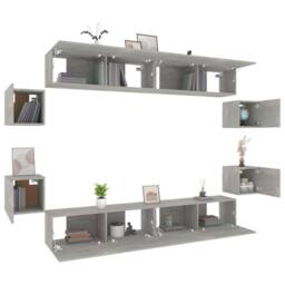 Berkfield Home 8 Piece TV Cabinet Set Concrete Grey Engineered Wood - thumbnail 4