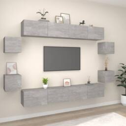 Berkfield Home 8 Piece TV Cabinet Set Concrete Grey Engineered Wood - thumbnail 1
