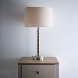 K LIVING Rosa Satin Nickel Table Lamp with Linen Shade in Silver - thumbnail 2