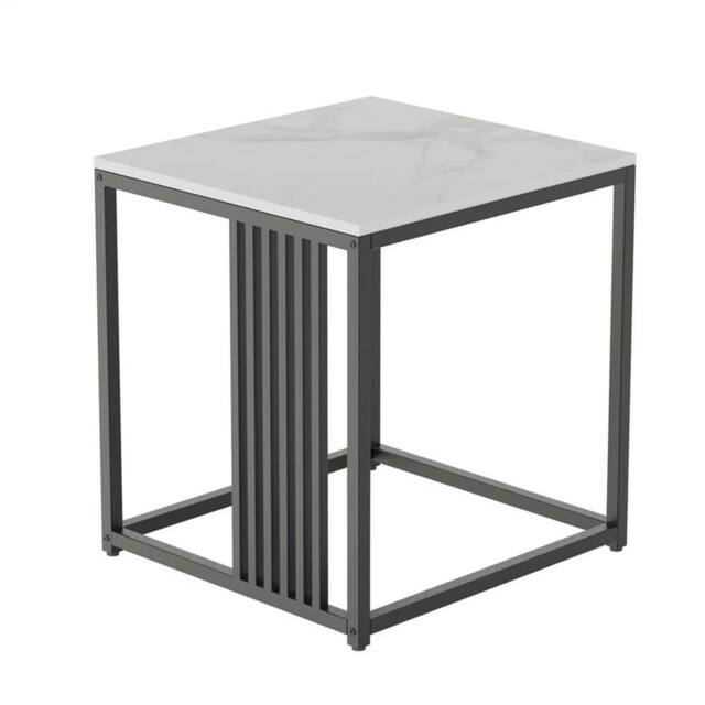 ERGOVEXA Marble Sofa Bedside Table Matt Black Nightstand Side Table Bedroom - image 1