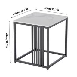 ERGOVEXA Marble Sofa Bedside Table Matt Black Nightstand Side Table Bedroom - thumbnail 2