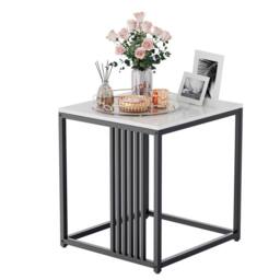ERGOVEXA Marble Sofa Bedside Table Matt Black Nightstand Side Table Bedroom - thumbnail 4