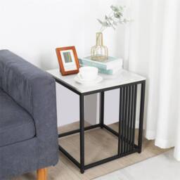 ERGOVEXA Marble Sofa Bedside Table Matt Black Nightstand Side Table Bedroom - thumbnail 5