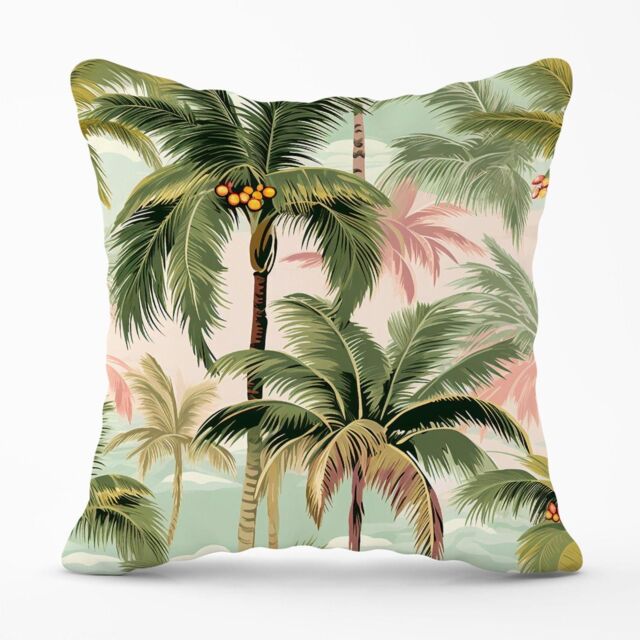 Warren Reed - Designer Palm Trees Pattern Outdoor Cushion in Green - Size: 60 cm x 60 cm - image 1