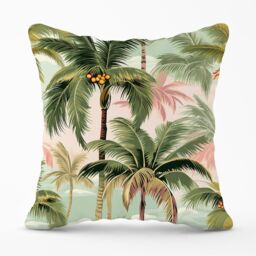 Warren Reed - Designer Palm Trees Pattern Outdoor Cushion in Green - Size: 60 cm x 60 cm - thumbnail 1
