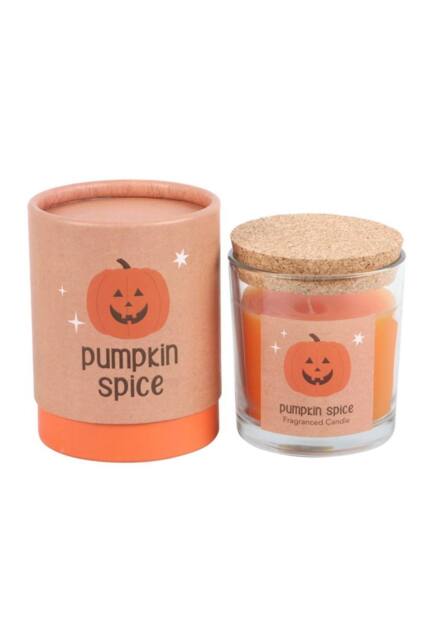 KDMD Pumpkin Spice Candle with Jack-o'-Lantern Design -, 25H Burn in Orange - image 1