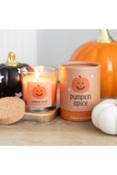 KDMD Pumpkin Spice Candle with Jack-o'-Lantern Design -, 25H Burn in Orange - thumbnail 5
