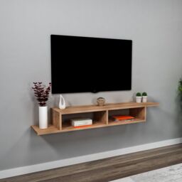 Destina Home Floating TV Stand with Shelves Eldon in Light Beige - Size: 1 Pack - thumbnail 2