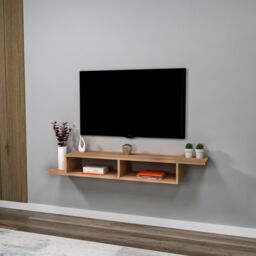Destina Home Floating TV Stand with Shelves Eldon in Light Beige - Size: 1 Pack - thumbnail 4