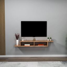 Destina Home Floating TV Stand with Shelves Eldon in Light Beige - Size: 1 Pack - thumbnail 3