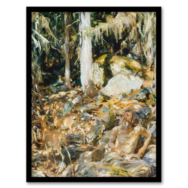 Artery8 John S Sargent Framed Wall Art Il Solitario The Hermit in the Forest - Size: A4 - image 1