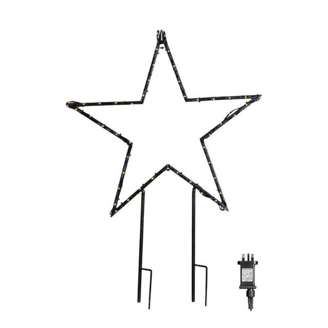 Samuel Alexander 60cm Light up Dewdrop Metal Star with Garden Stake & Warm White LEDs in Black - image 1